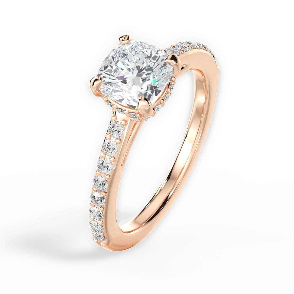 14kt Rose Gold/18kt Rose Gold/cushion/perspective