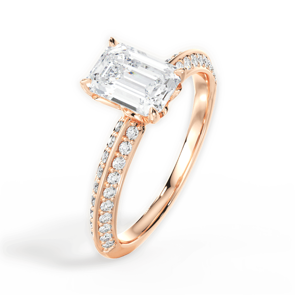 14kt Rose Gold/18kt Rose Gold/emerald/perspective