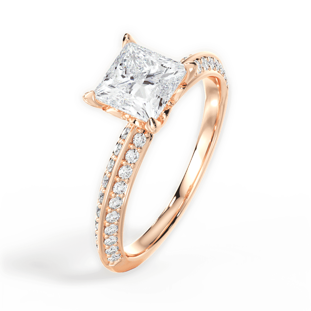14kt Rose Gold/18kt Rose Gold/princess/perspective