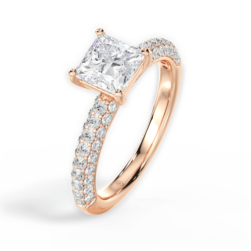 14kt Rose Gold/18kt Rose Gold/princess/perspective