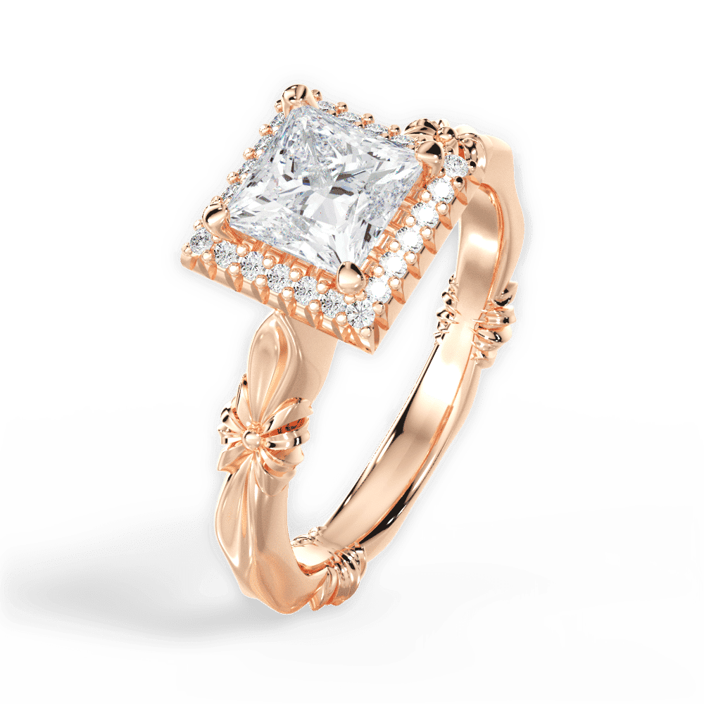 14kt Rose Gold/18kt Rose Gold/princess/side