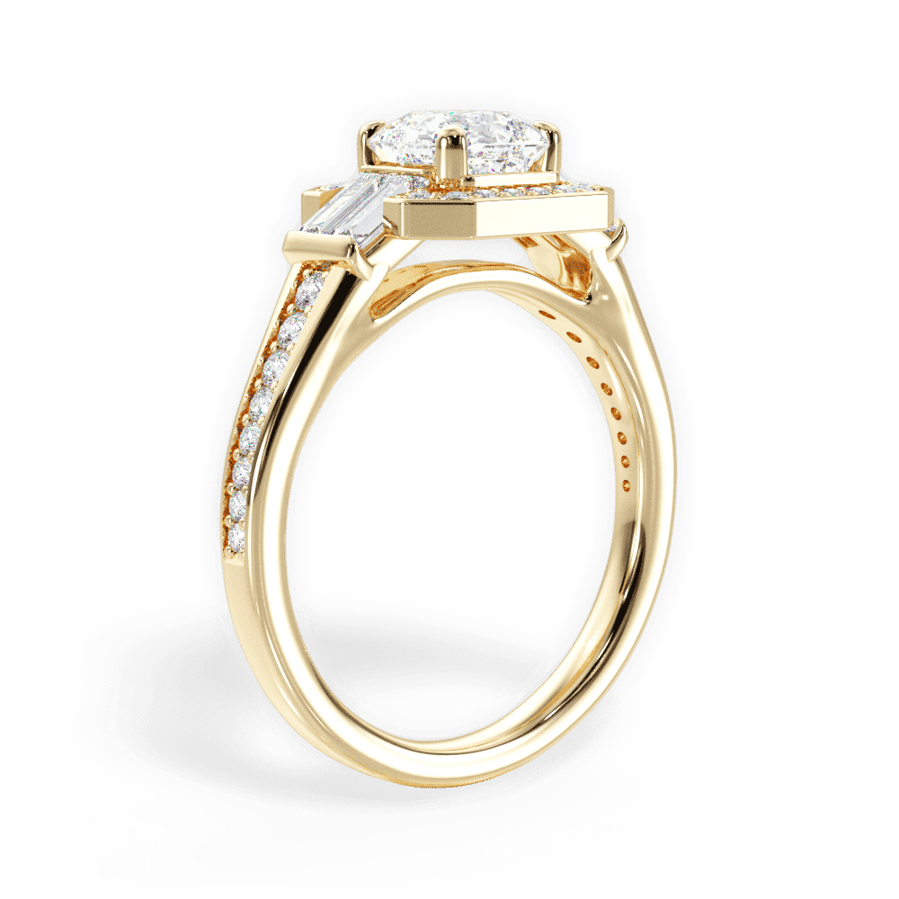 14kt Yellow Gold/18kt Yellow Gold/asscher/front