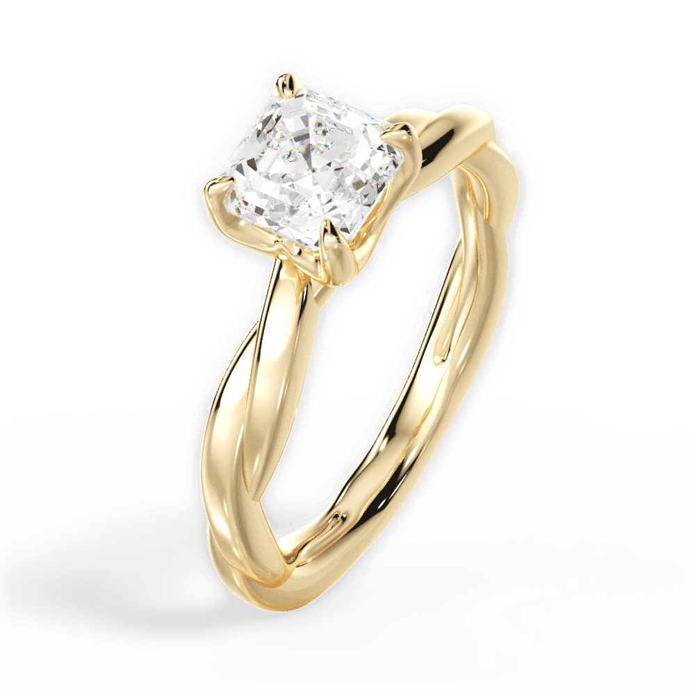 14kt Yellow Gold/18kt Yellow Gold/asscher/side