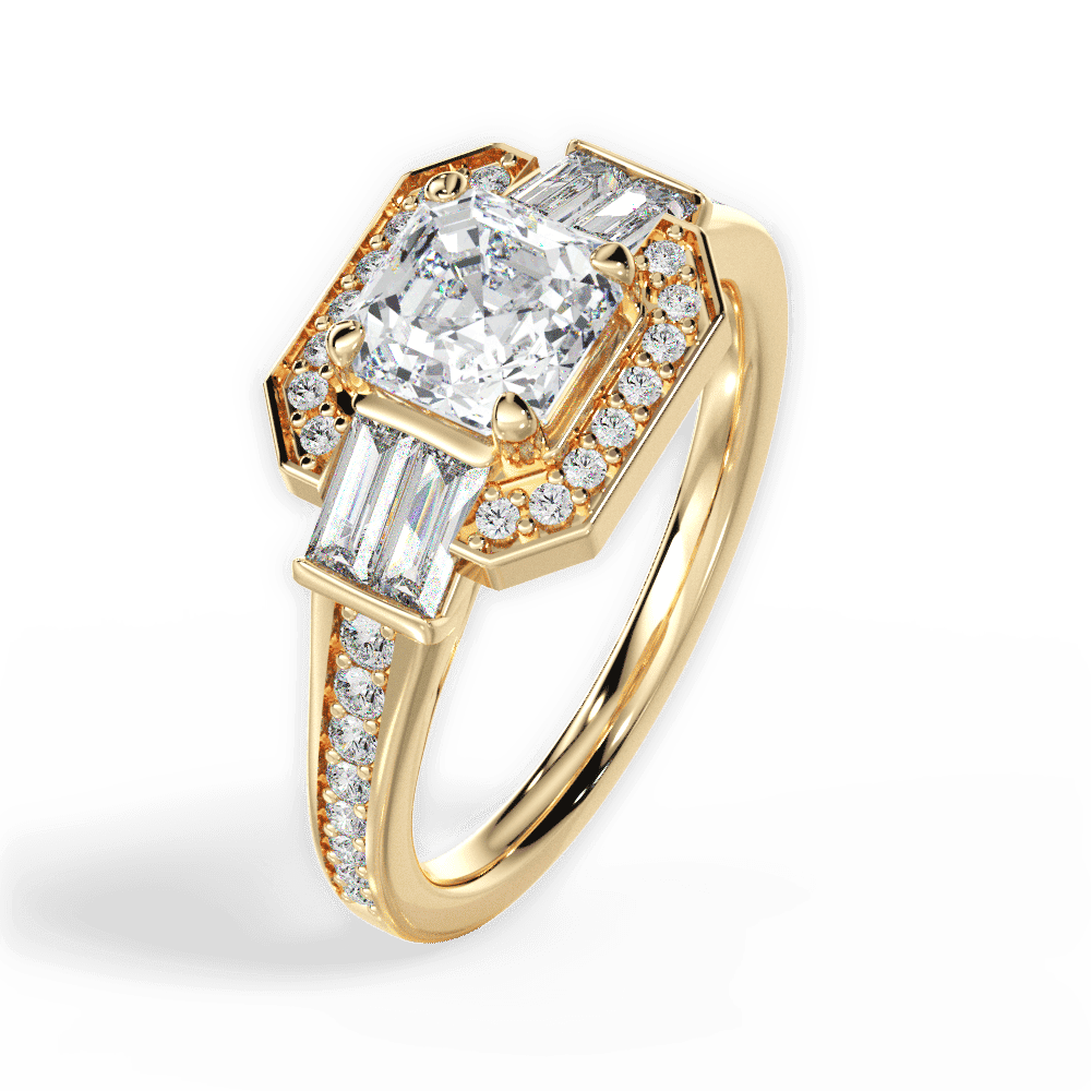 14kt Yellow Gold/18kt Yellow Gold/asscher/side
