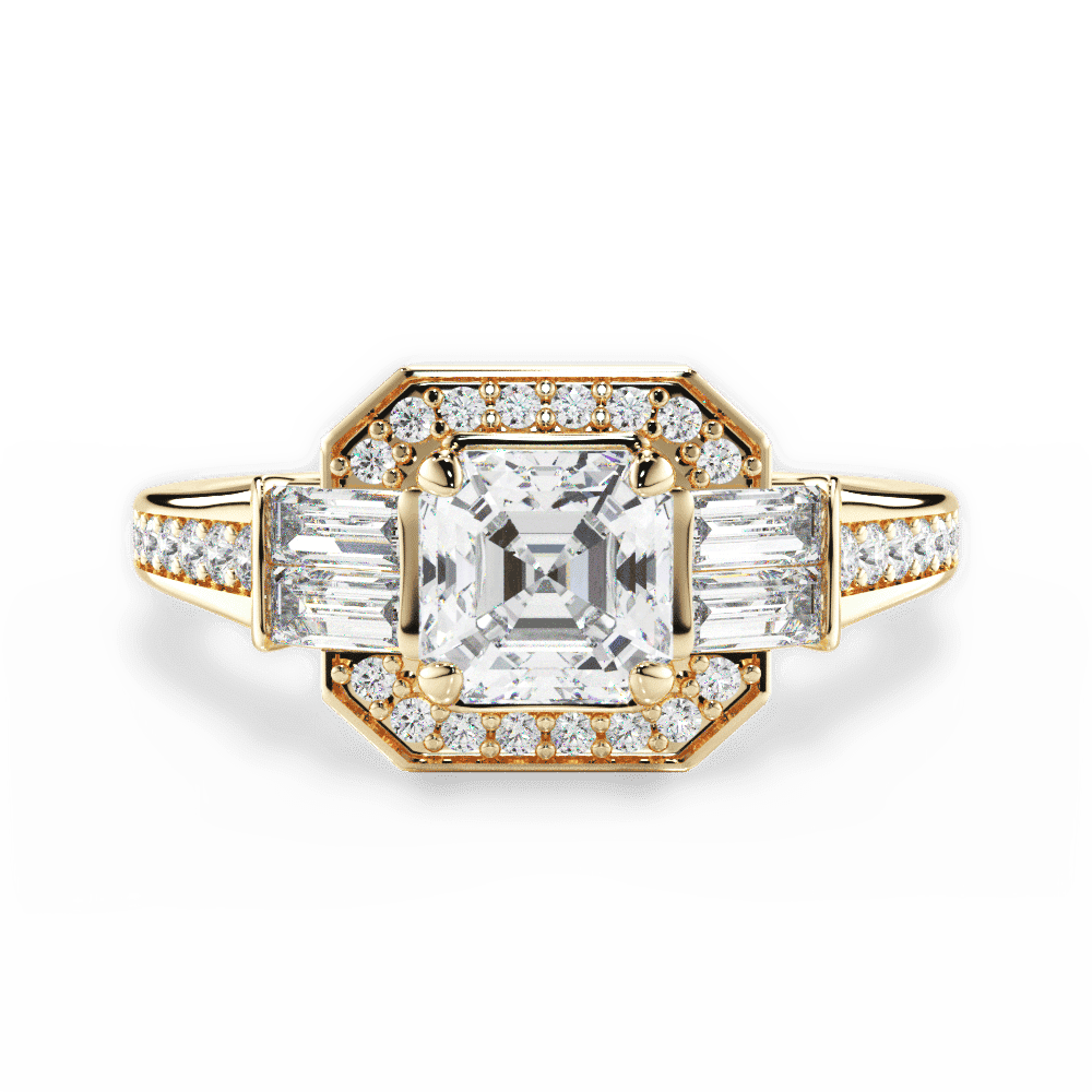14kt Yellow Gold/18kt Yellow Gold/asscher/top