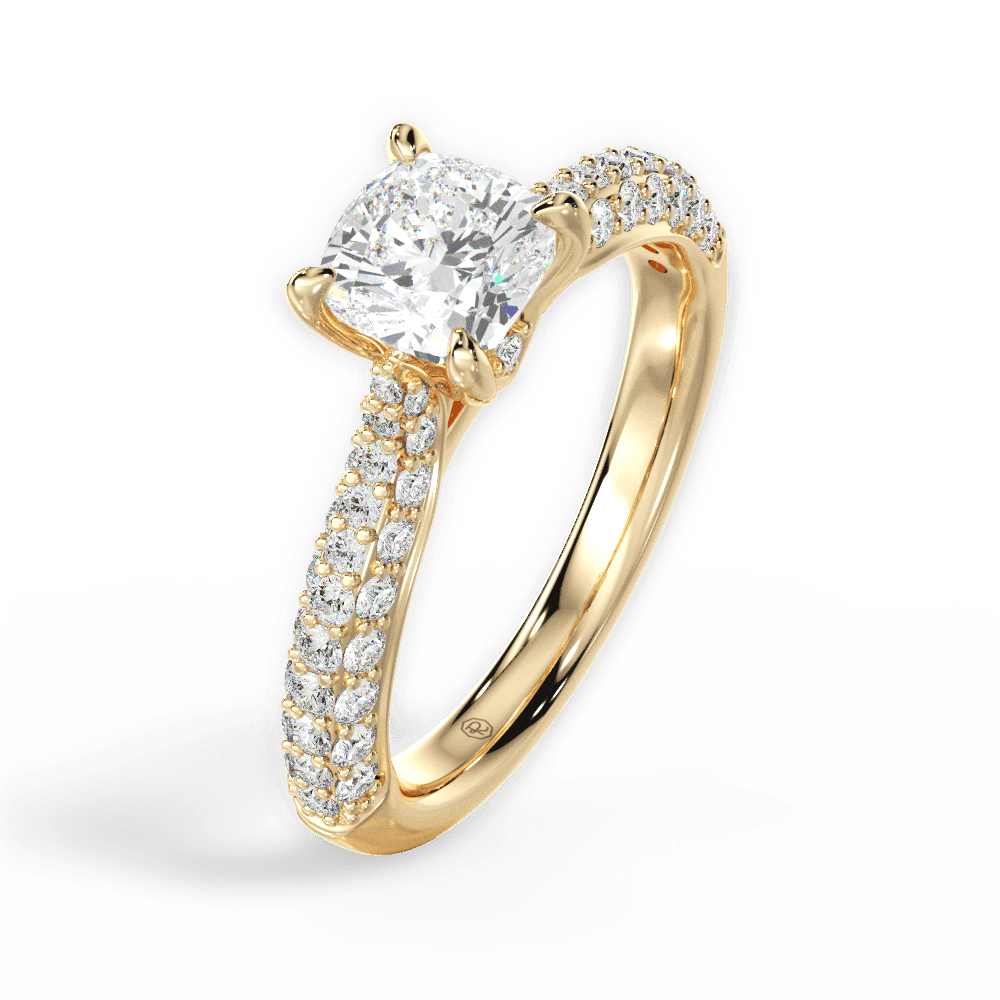 14kt Yellow Gold/18kt Yellow Gold/cushion/perspective