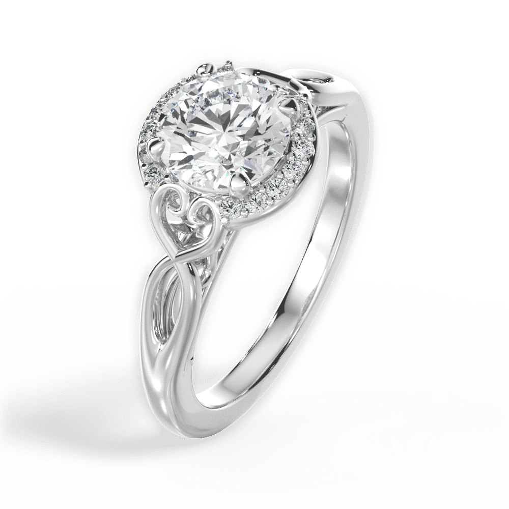 14kt White Gold/18kt White Gold/Platinum/round/perspective