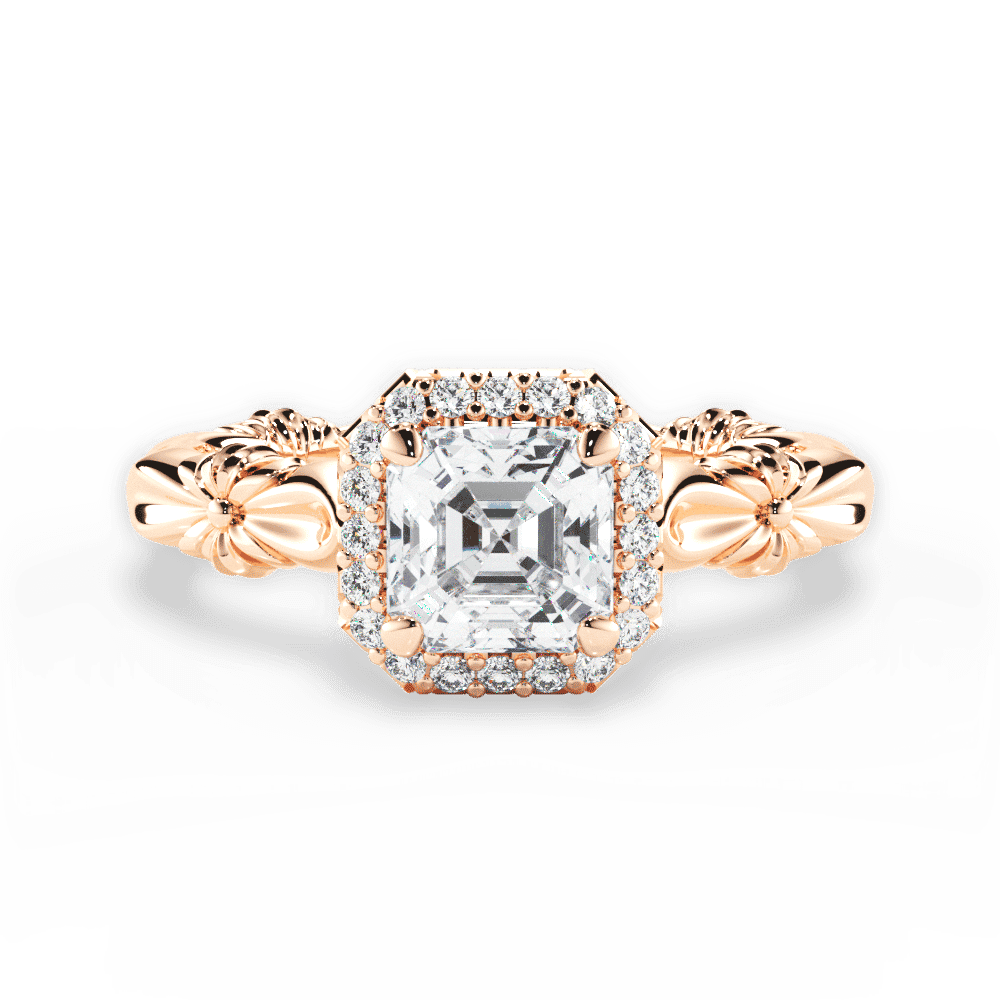 14kt Rose Gold/18kt Rose Gold/asscher/top