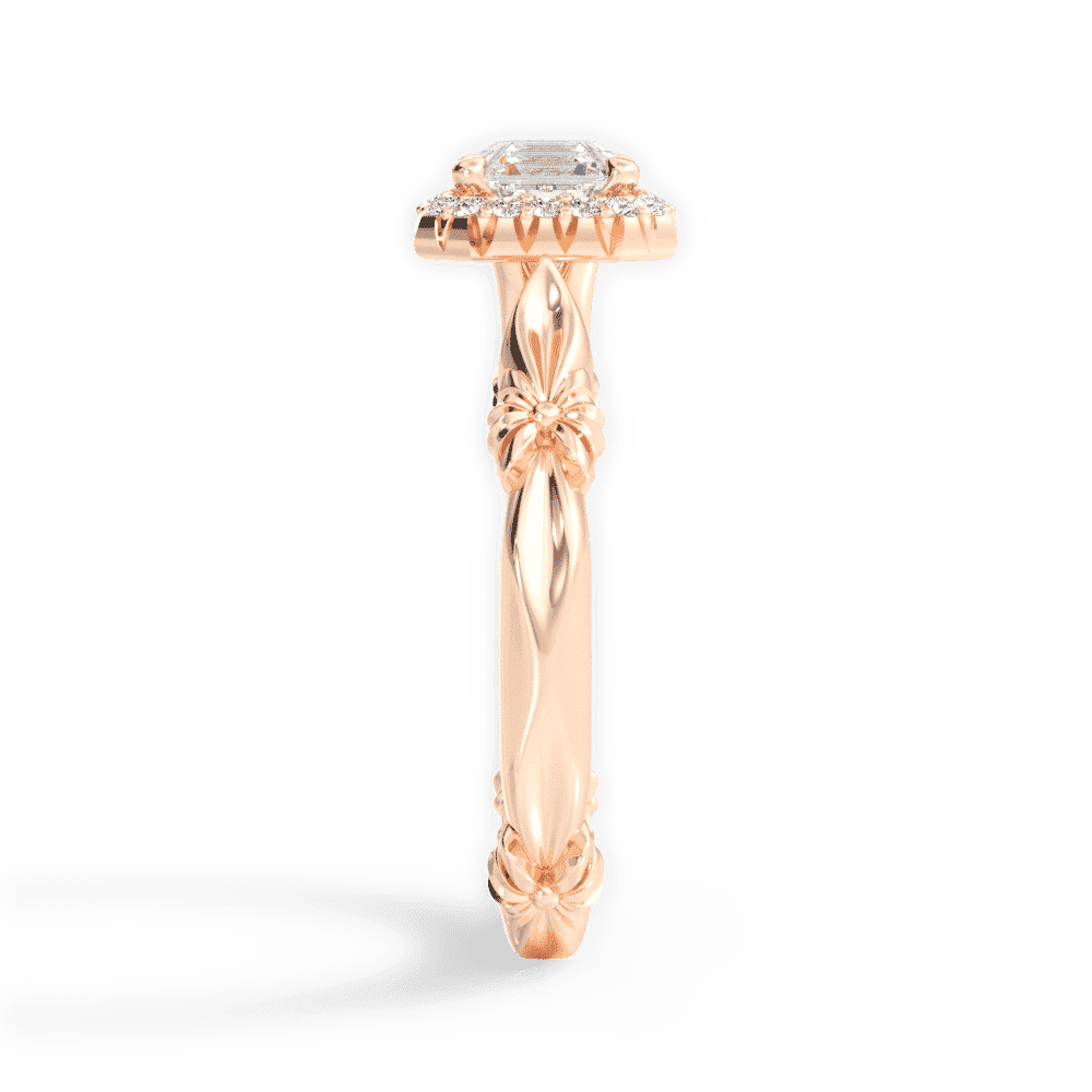 14kt Rose Gold/18kt Rose Gold/asscher/side