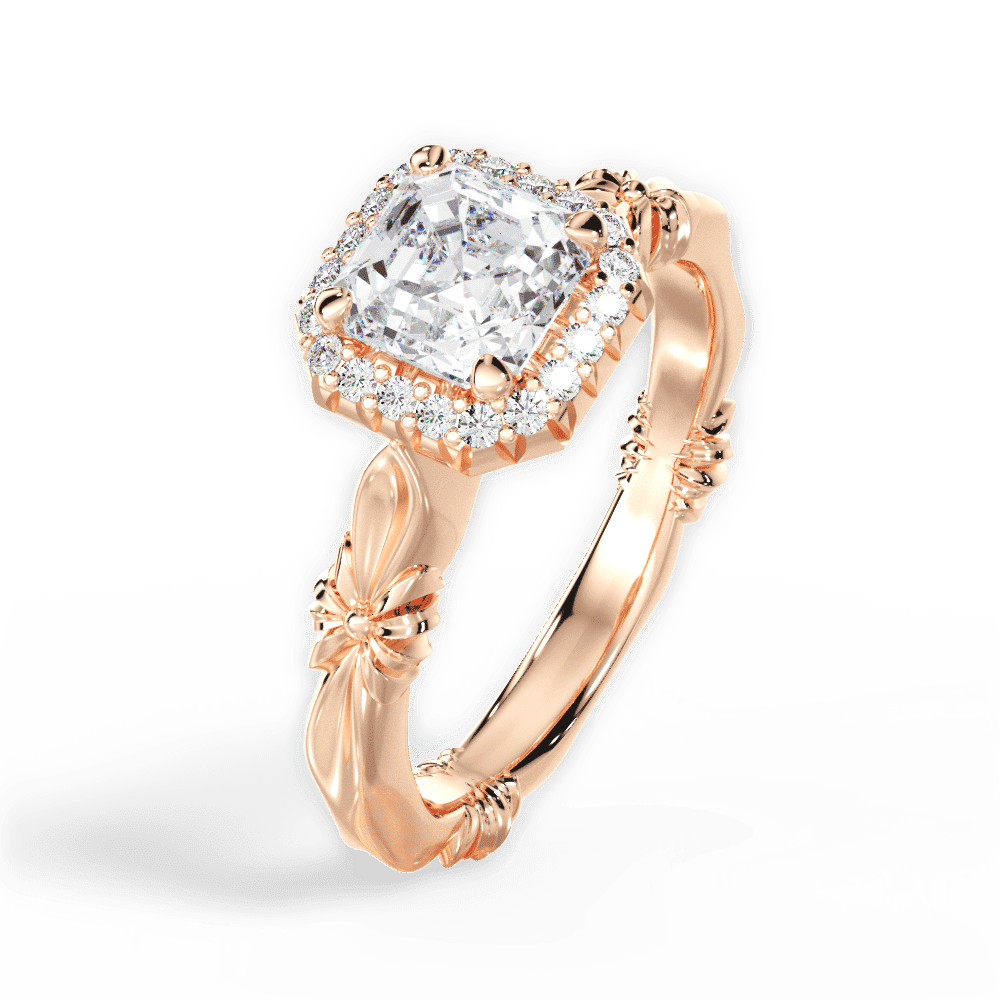 14kt Rose Gold/18kt Rose Gold/asscher/perspective