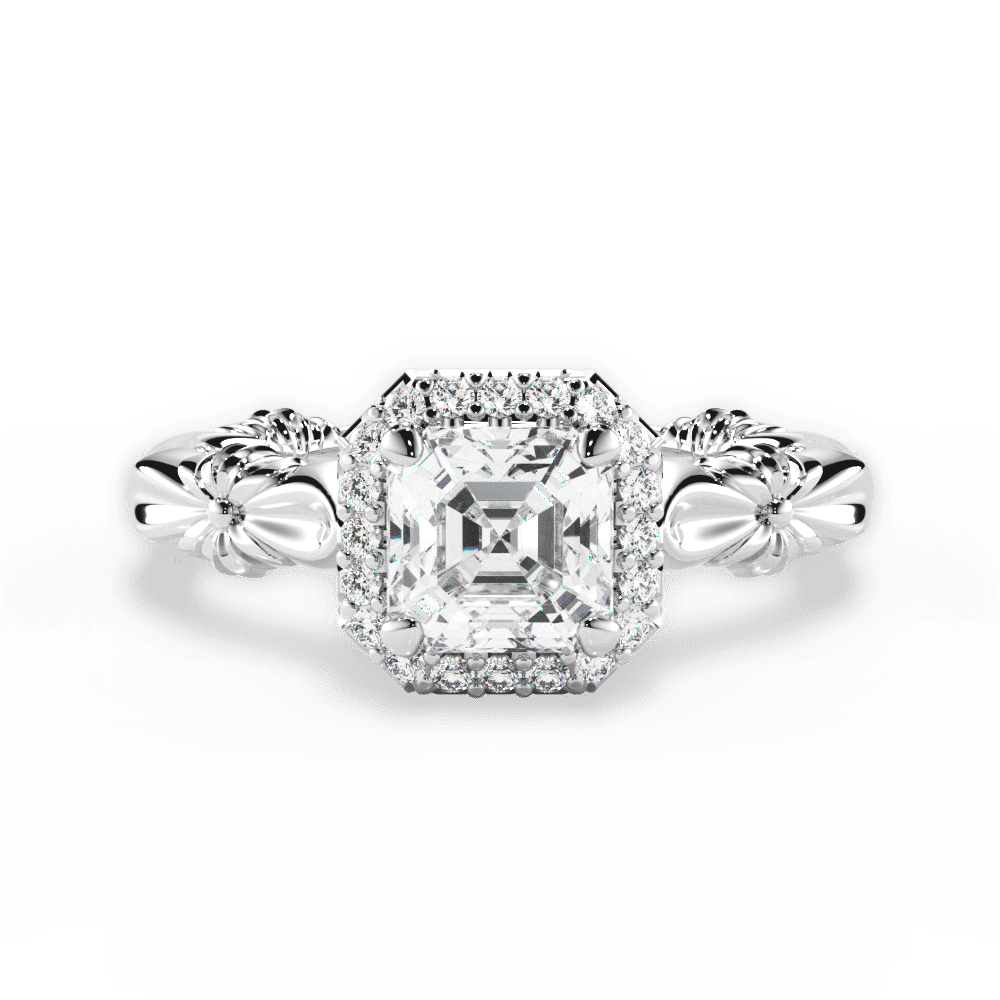 14kt White Gold/18kt White Gold/Platinum/asscher/top