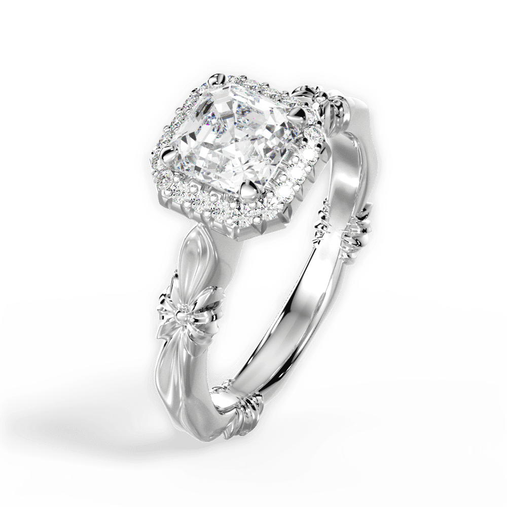 14kt White Gold/18kt White Gold/Platinum/asscher/perspective