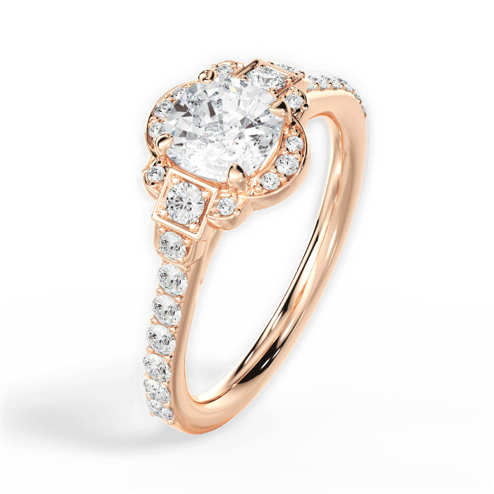 14kt Rose Gold/18kt Rose Gold/cushion/perspective