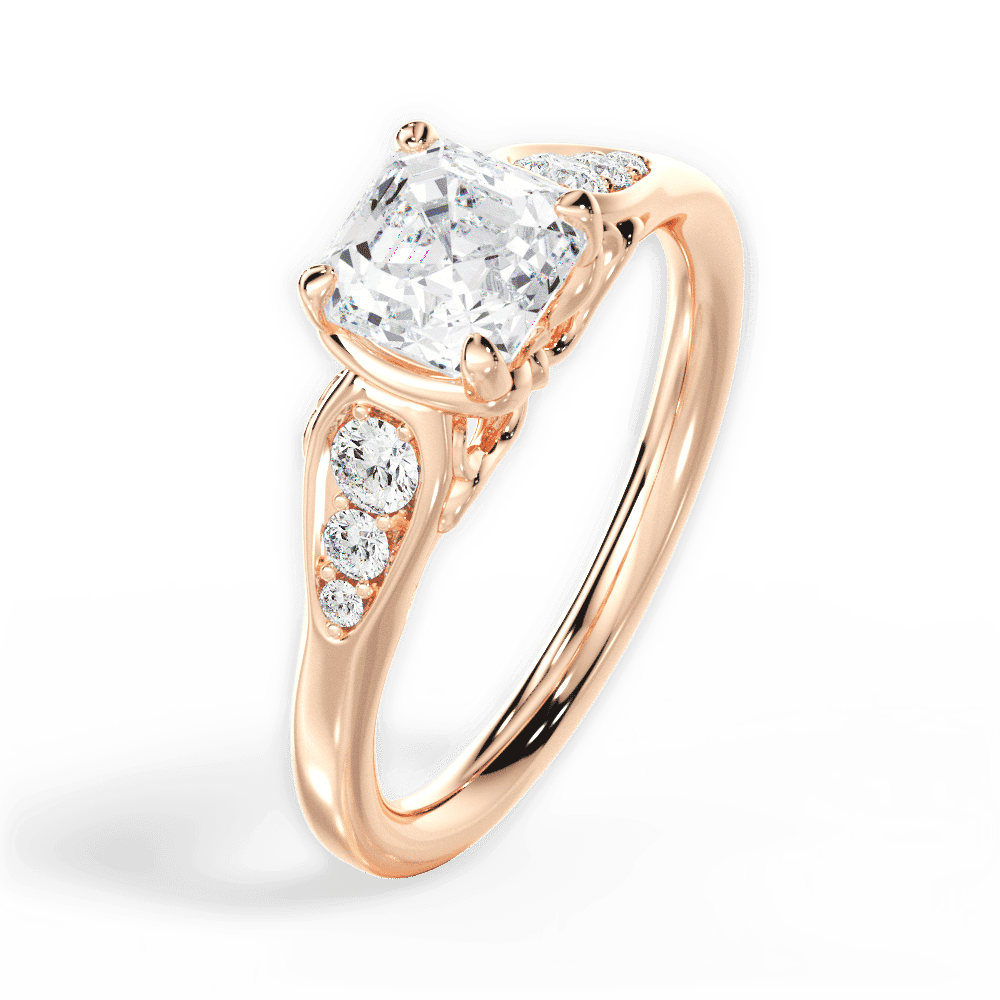 14kt Rose Gold/18kt Rose Gold/asscher/front