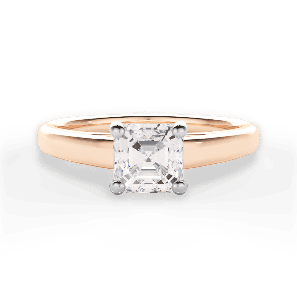 14kt Rose Gold/18kt Rose Gold/asscher/top
