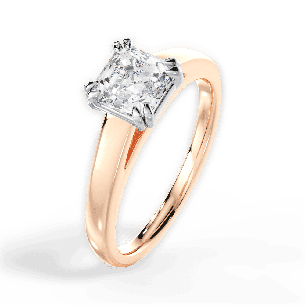 14kt Rose Gold/18kt Rose Gold/asscher/perspective