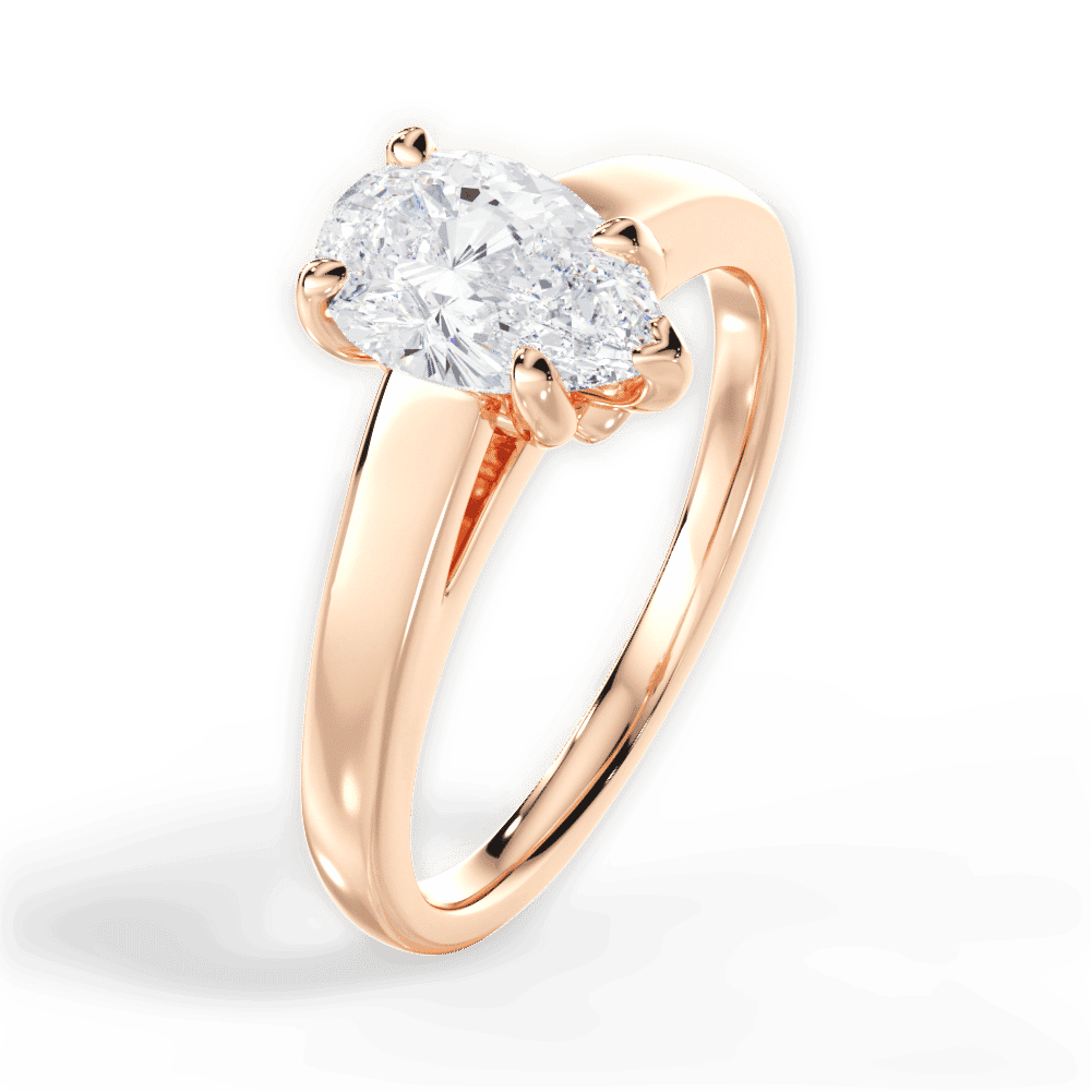 14kt Rose Gold/18kt Rose Gold/pear/perspective
