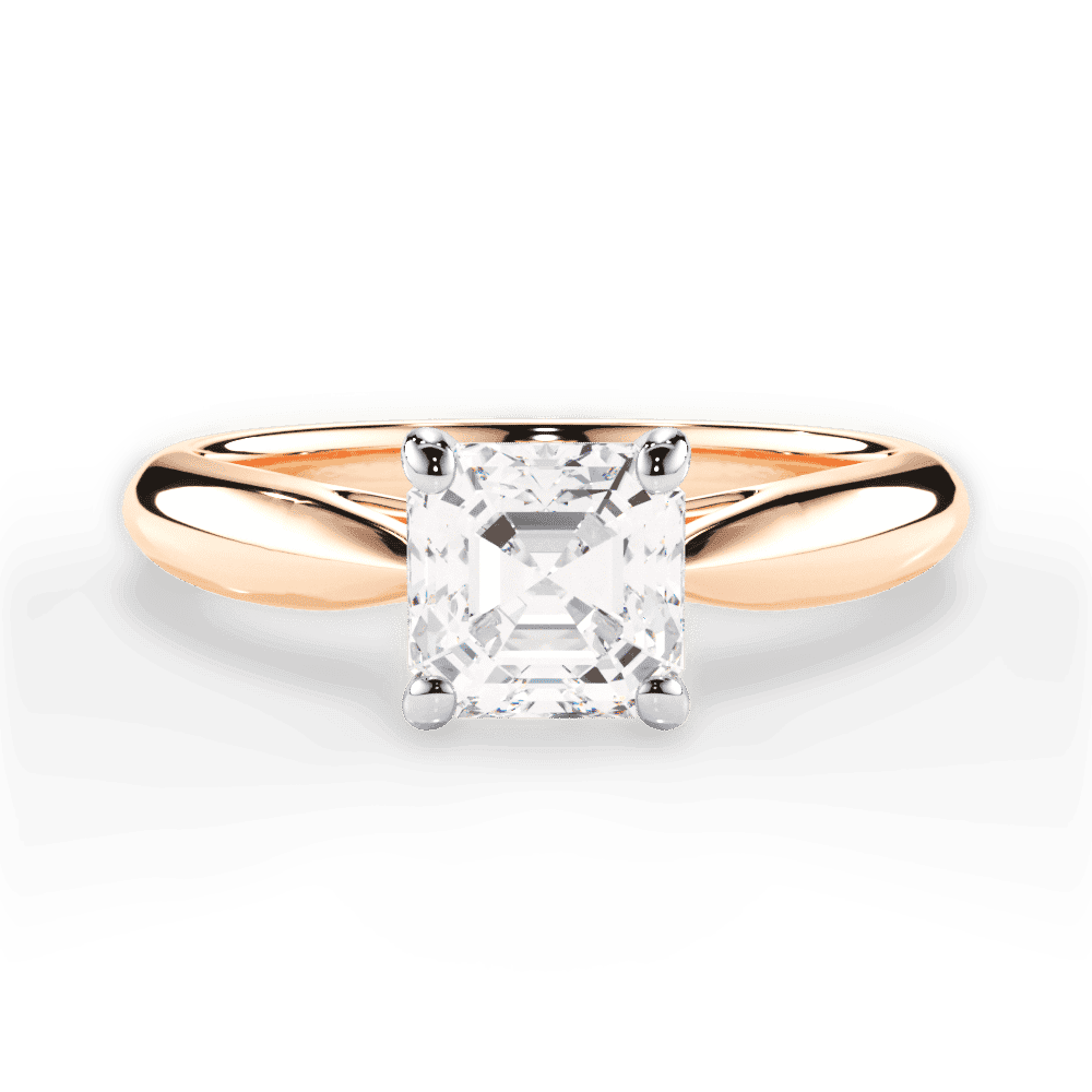 14kt Rose Gold/18kt Rose Gold/asscher/top
