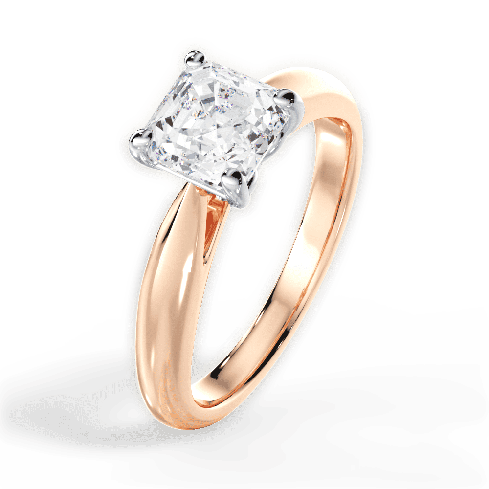 14kt Rose Gold/18kt Rose Gold/asscher/perspective