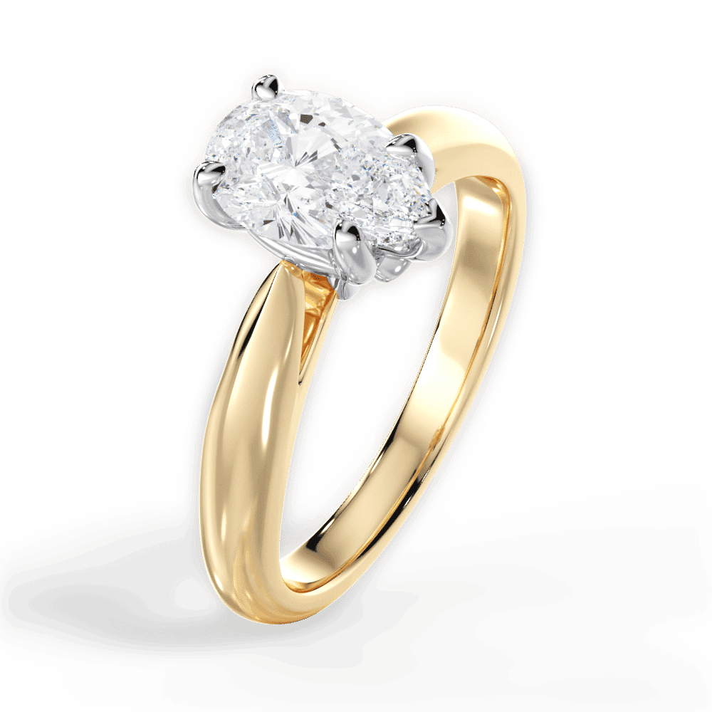 14kt Yellow Gold/18kt Yellow Gold/pear/perspective