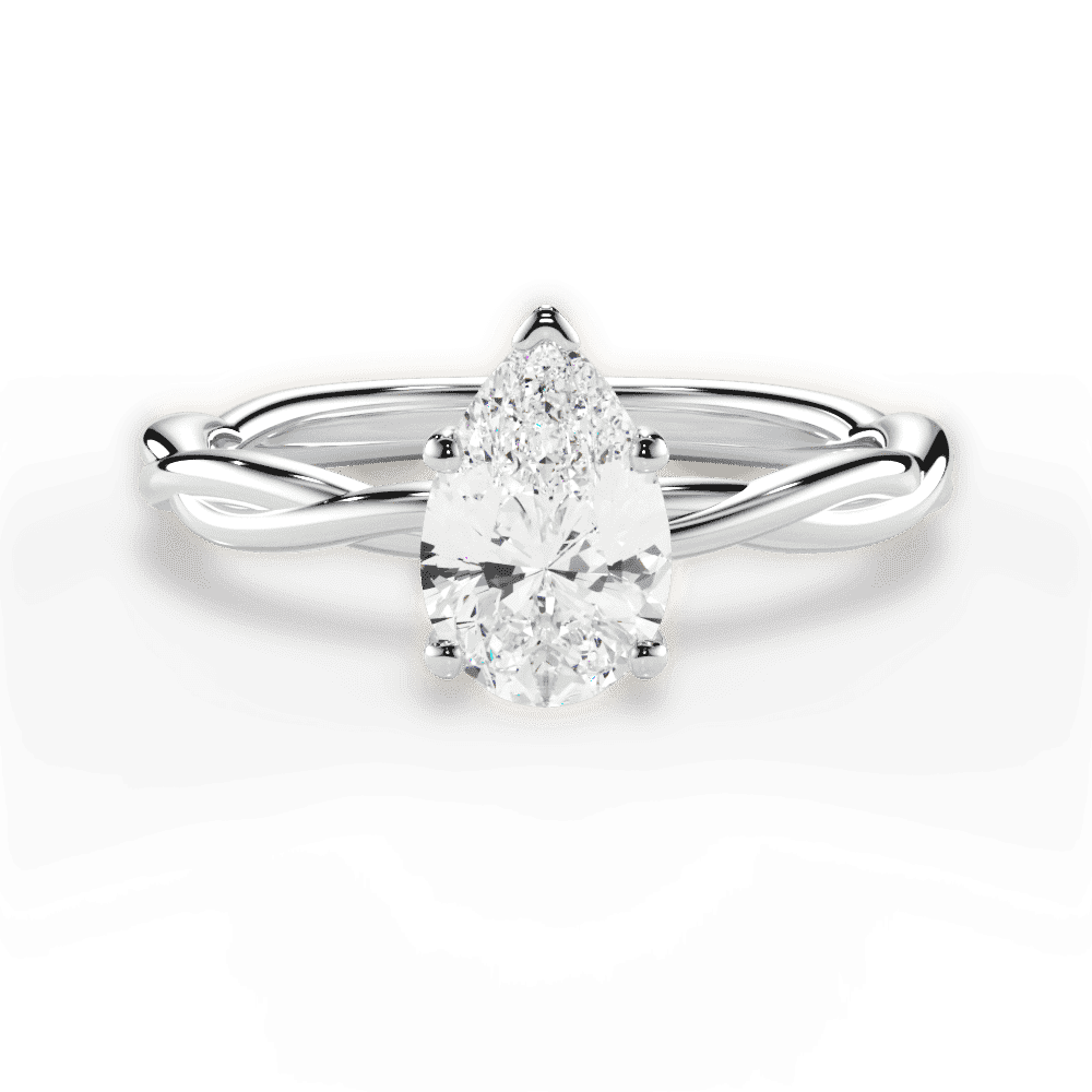 14kt White Gold/18kt White Gold/Platinum/pear/top