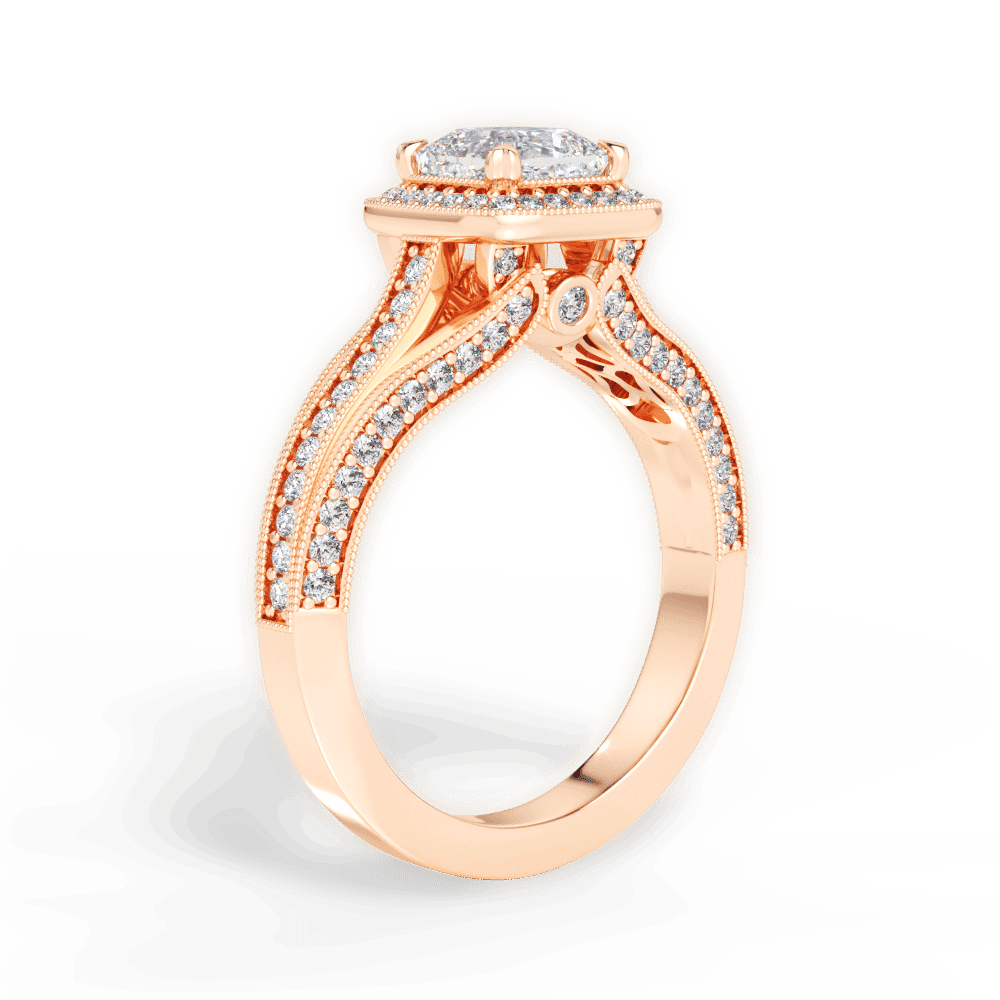 14kt Rose Gold/18kt Rose Gold/cushion/front
