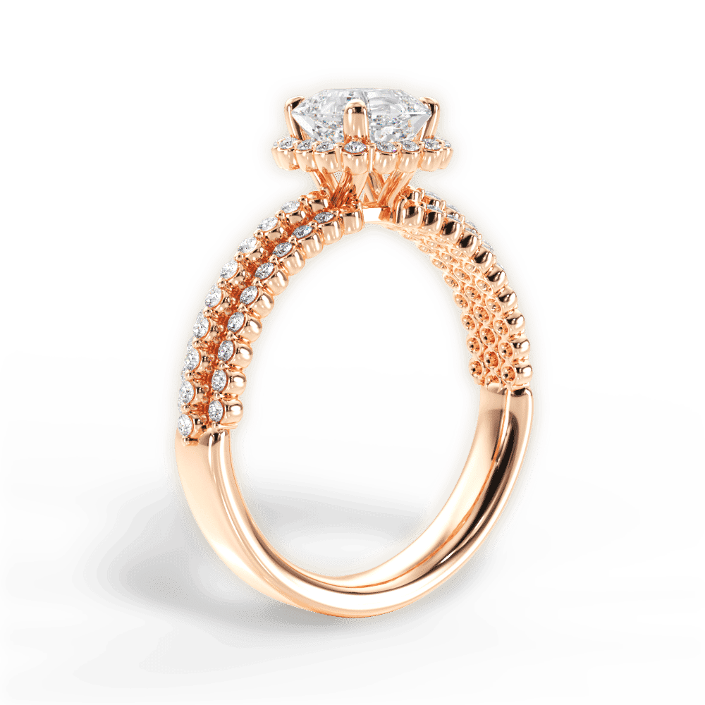 14kt Rose Gold/18kt Rose Gold/asscher/front