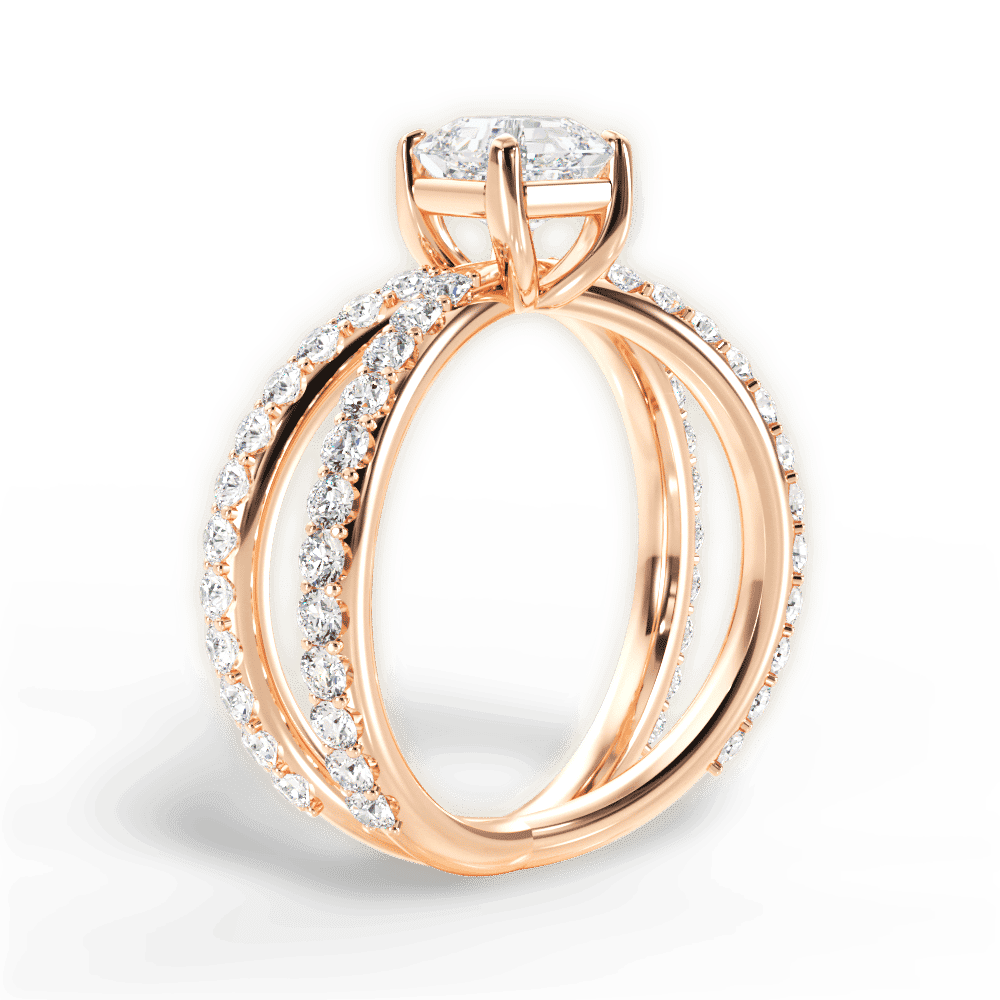 14kt Rose Gold/18kt Rose Gold/asscher/front