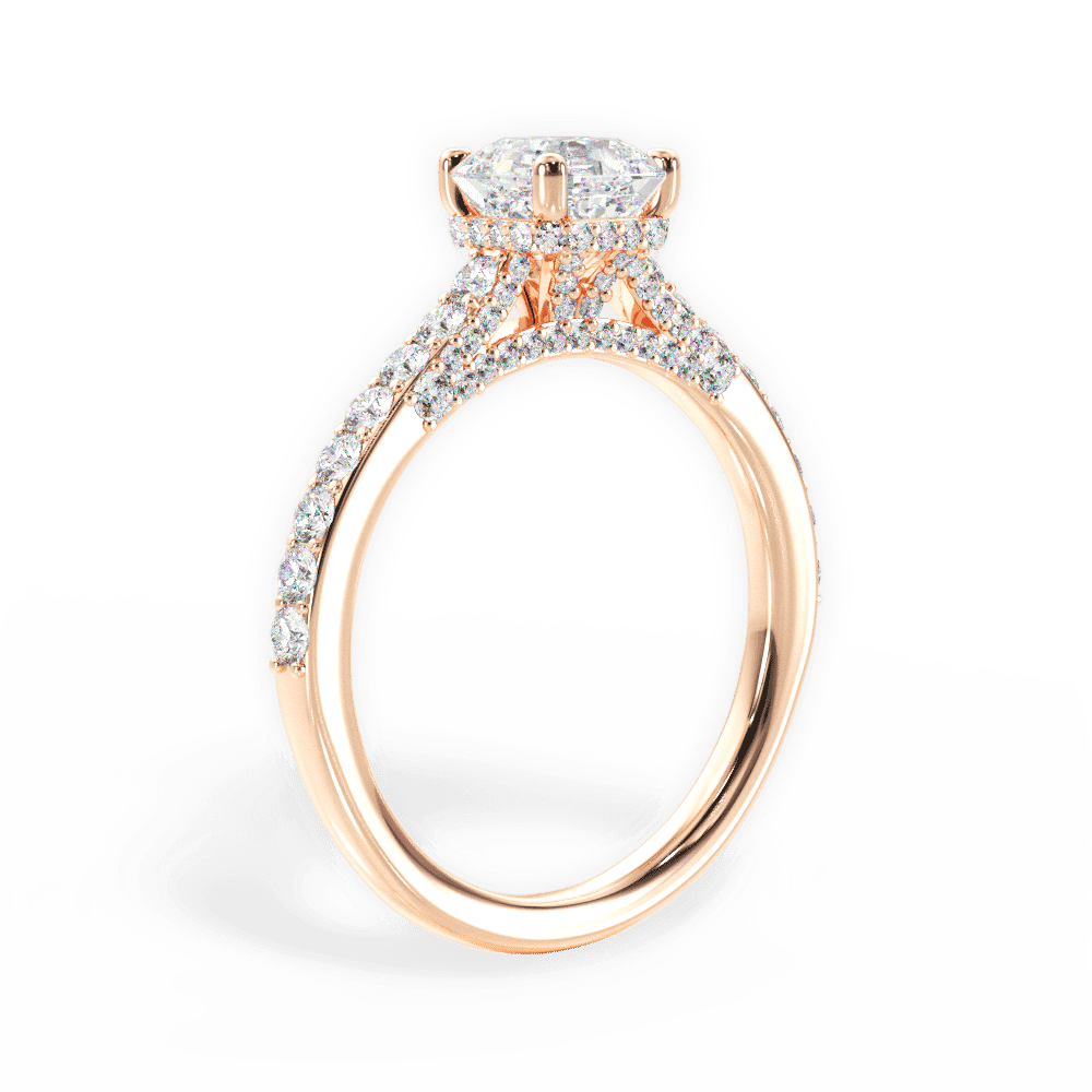 14kt Rose Gold/18kt Rose Gold/asscher/front