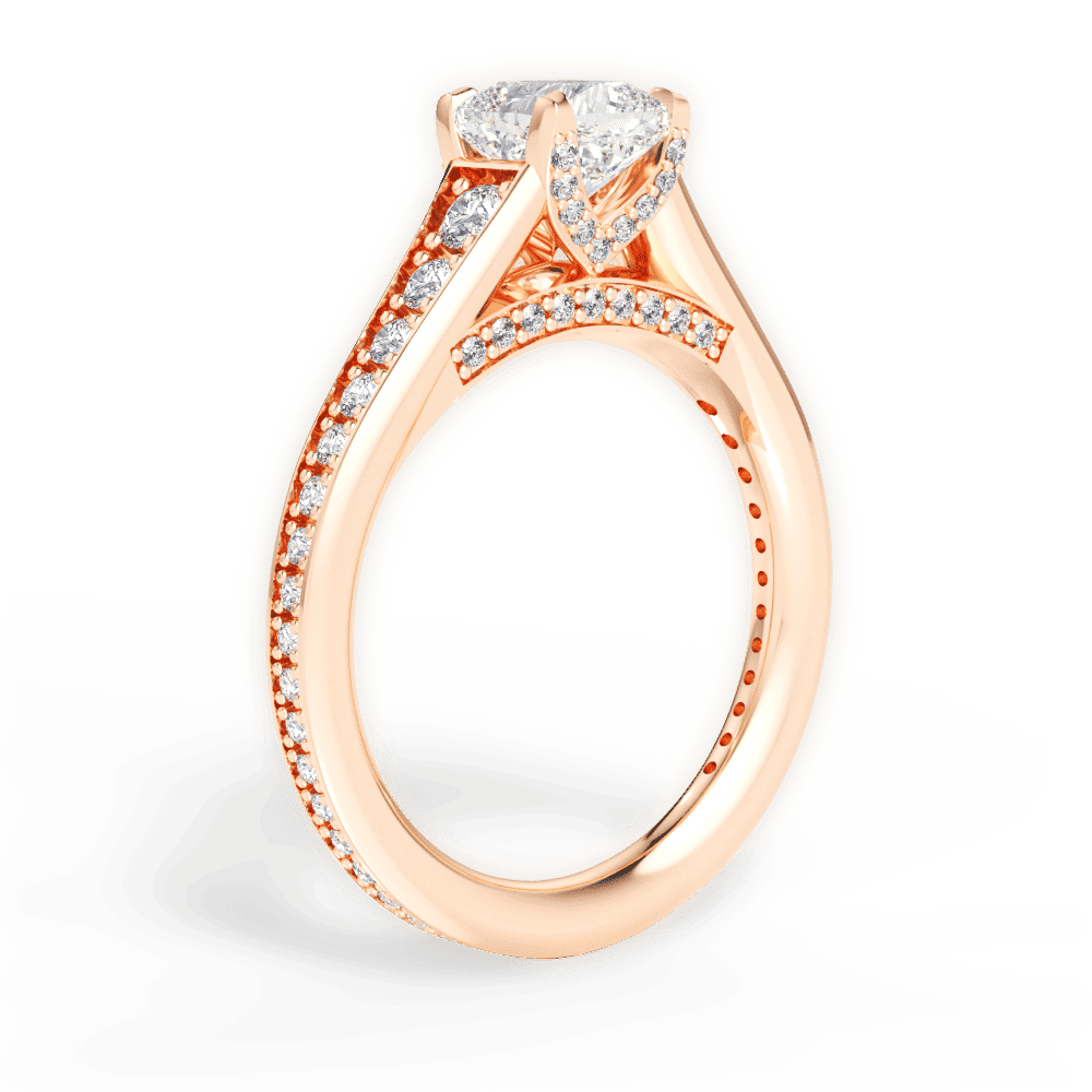 14kt Rose Gold/18kt Rose Gold/cushion/front
