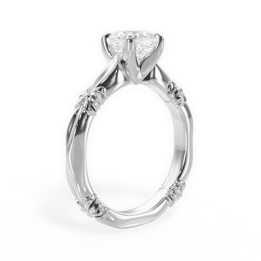 14kt White Gold/18kt White Gold/Platinum/cushion/front