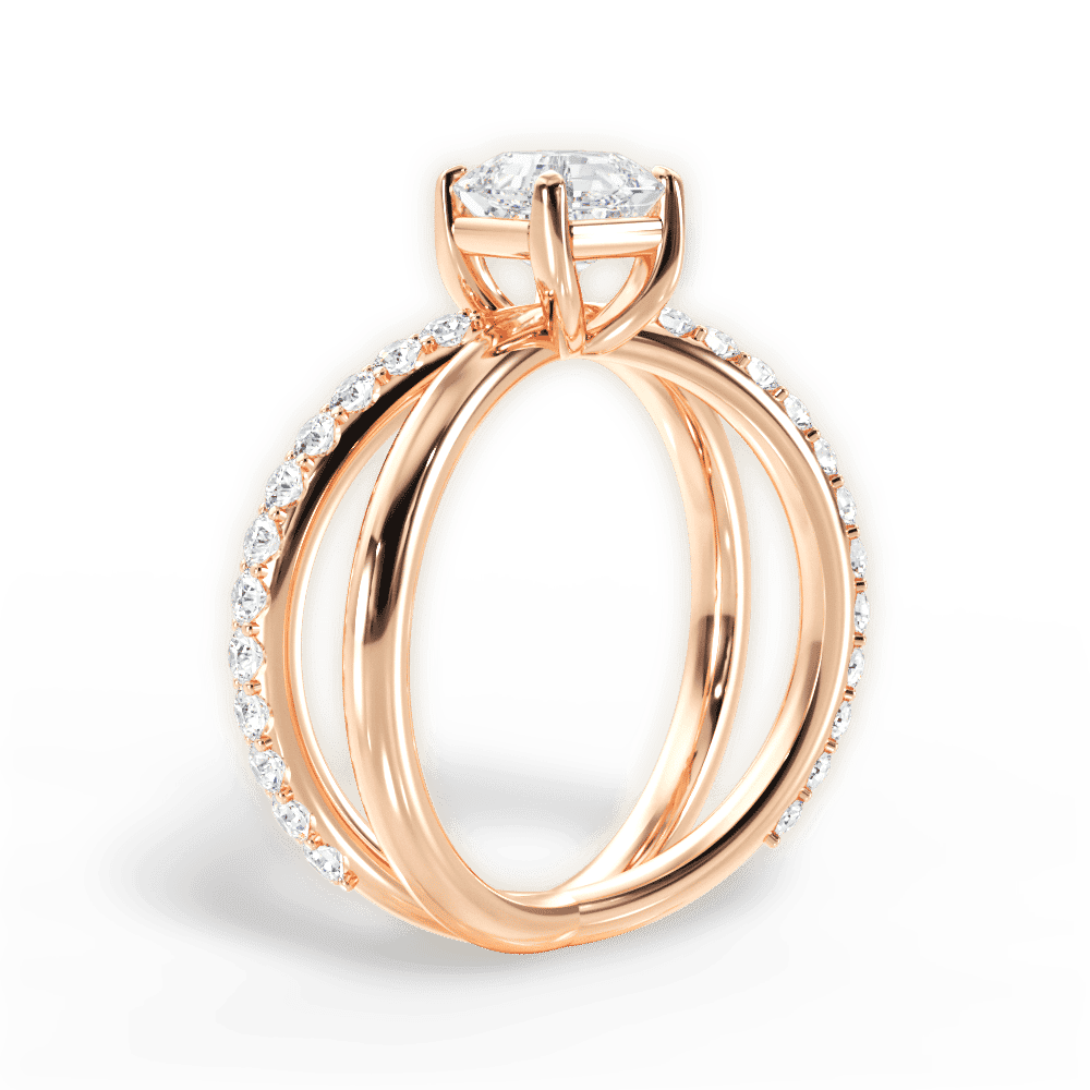 14kt Rose Gold/18kt Rose Gold/asscher/front