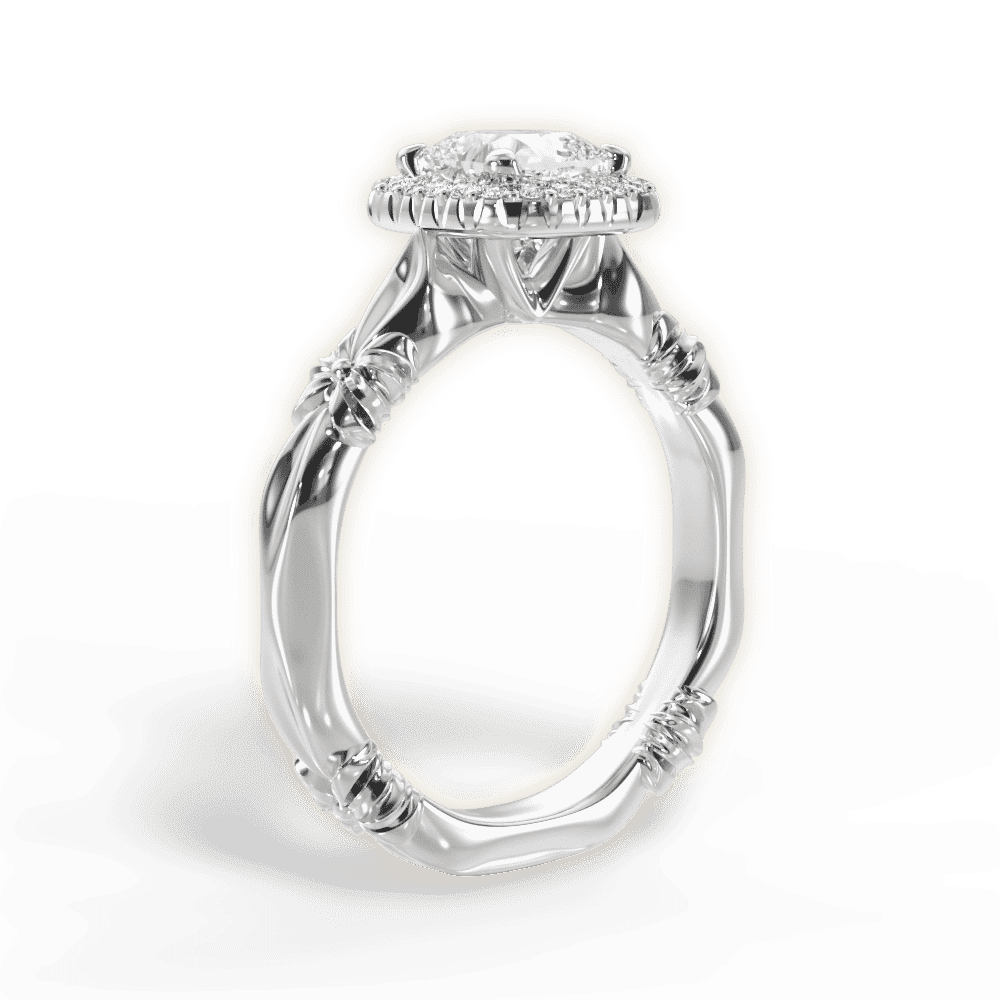 14kt White Gold/18kt White Gold/Platinum/cushion/front