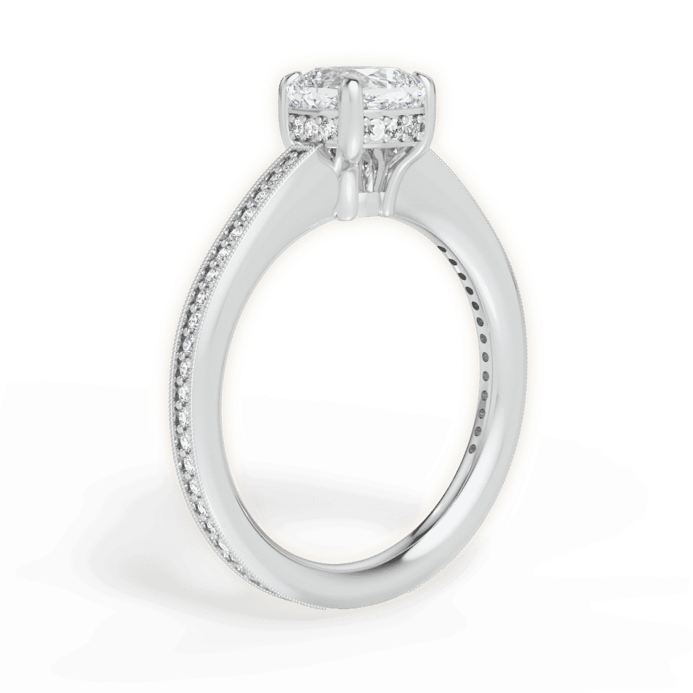 14kt White Gold/18kt White Gold/Platinum/cushion/front