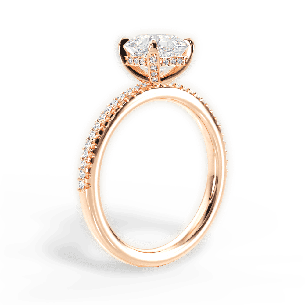 14kt Rose Gold/18kt Rose Gold/asscher/front