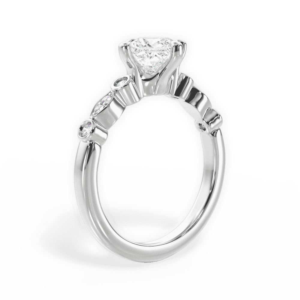 14kt White Gold/18kt White Gold/Platinum/princess/front