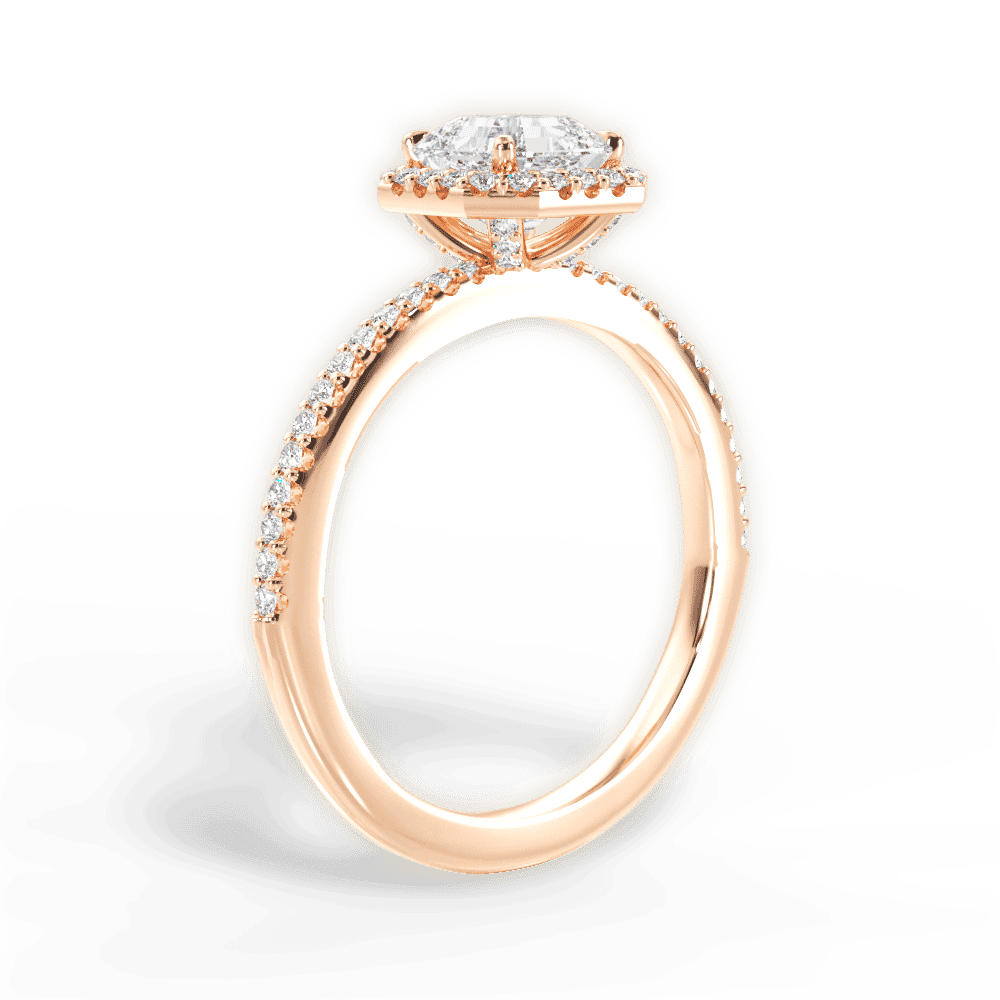 14kt Rose Gold/18kt Rose Gold/asscher/front