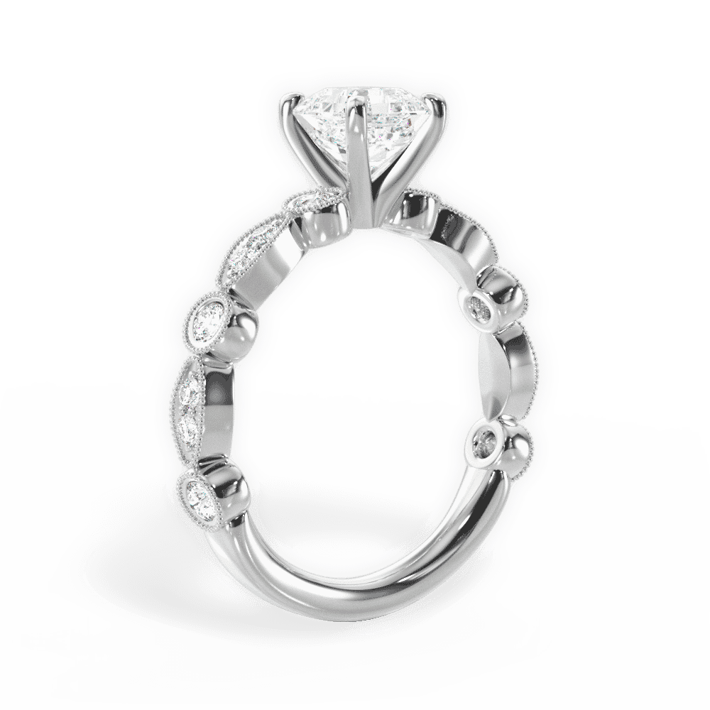 14kt White Gold/18kt White Gold/Platinum/asscher/front