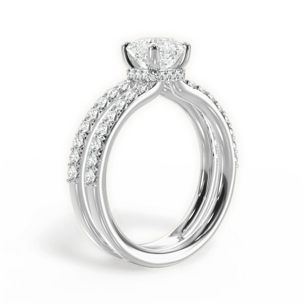 14kt White Gold/18kt White Gold/Platinum/asscher/front