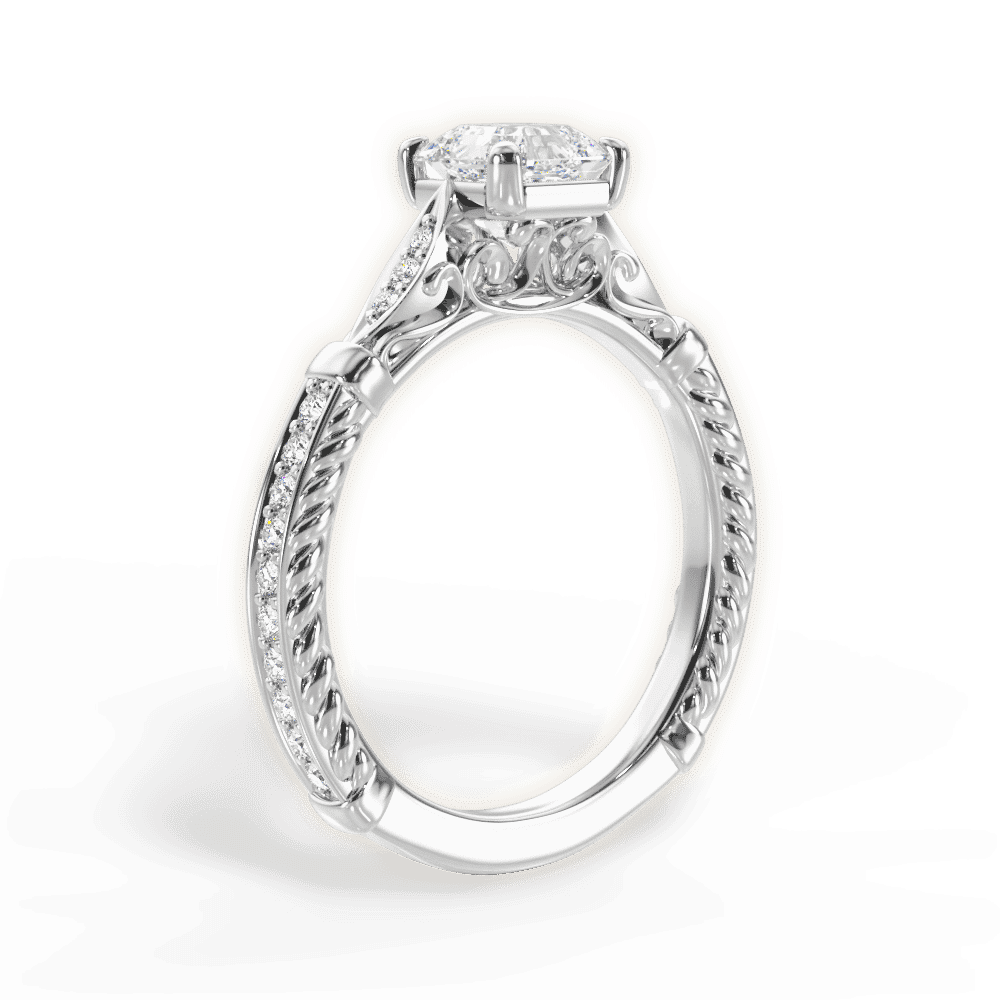14kt White Gold/18kt White Gold/Platinum/asscher/front