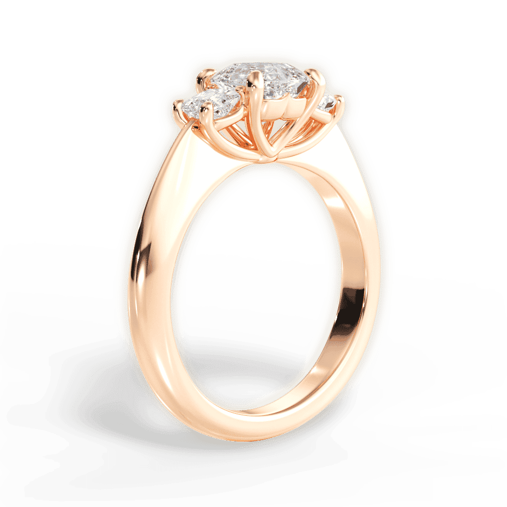 14kt Rose Gold/18kt Rose Gold/asscher/front