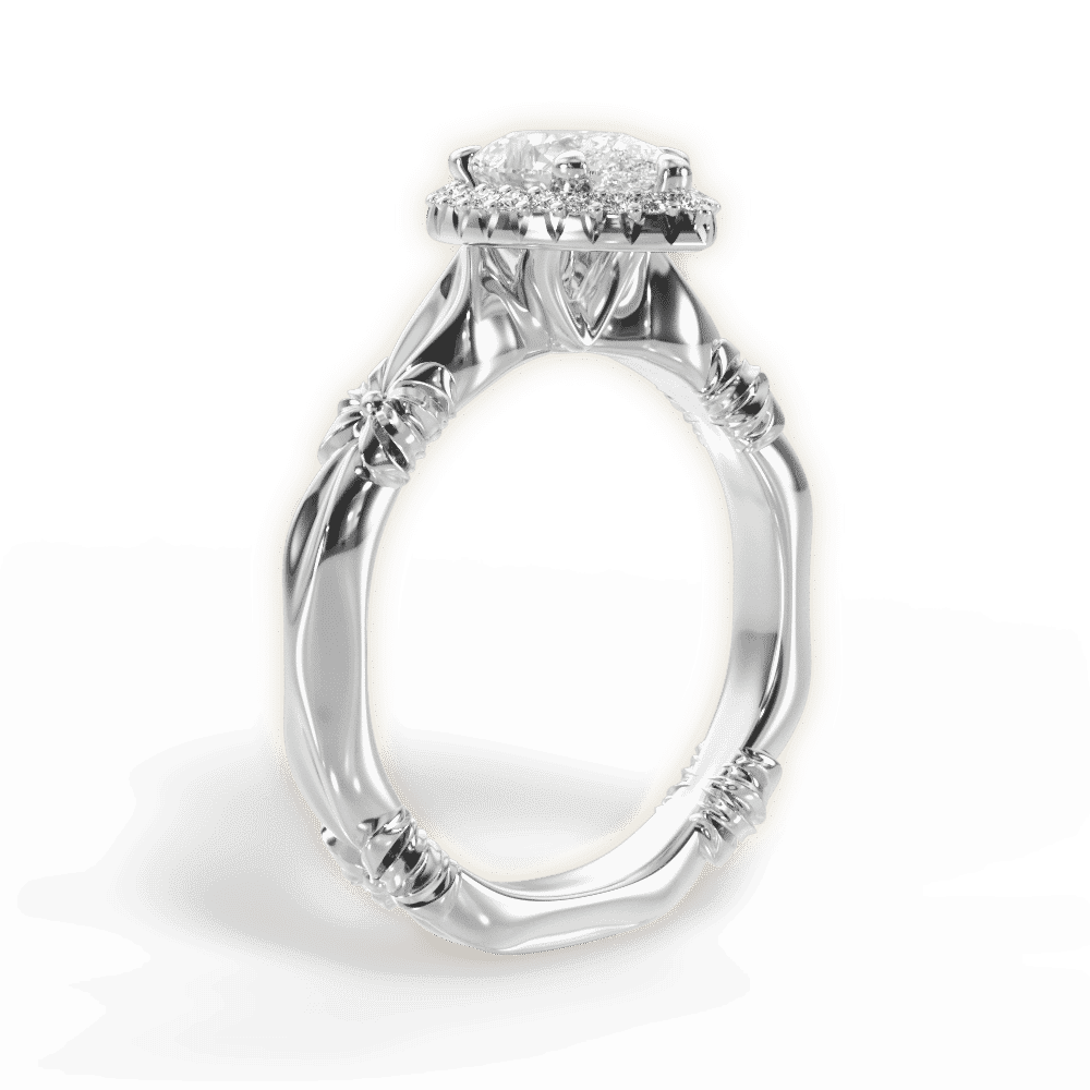 14kt White Gold/18kt White Gold/Platinum/pear/front