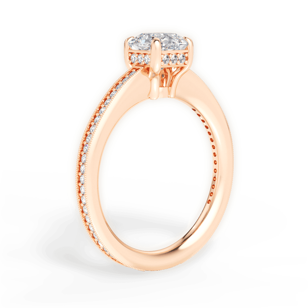 14kt Rose Gold/18kt Rose Gold/asscher/front