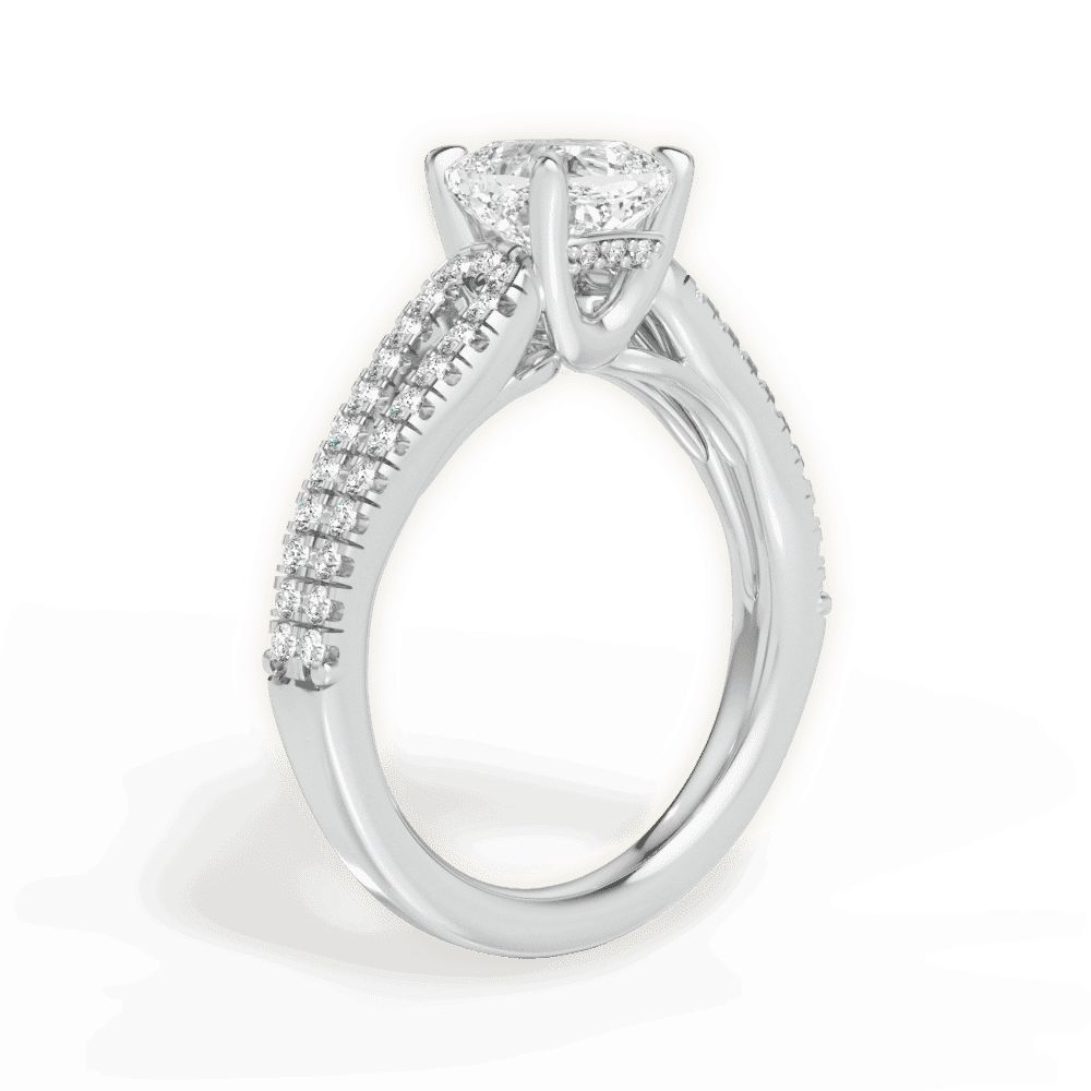 14kt White Gold/18kt White Gold/Platinum/cushion/front