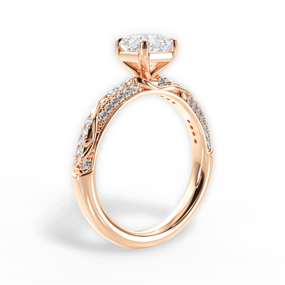 14kt Rose Gold/18kt Rose Gold/asscher/front