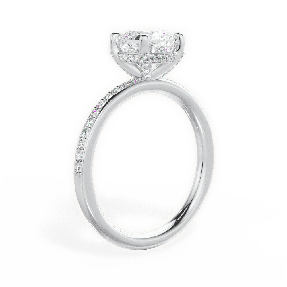 14kt White Gold/18kt White Gold/Platinum/cushion/front