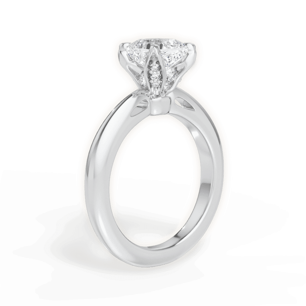 14kt White Gold/18kt White Gold/Platinum/cushion/front