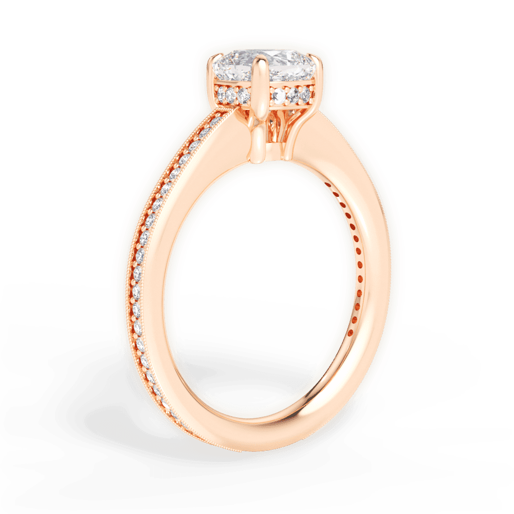 14kt Rose Gold/18kt Rose Gold/cushion/front