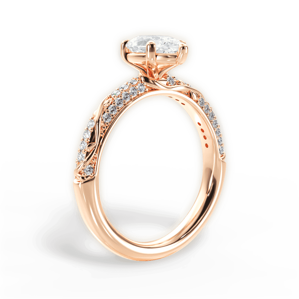 14kt Rose Gold/18kt Rose Gold/pear/front