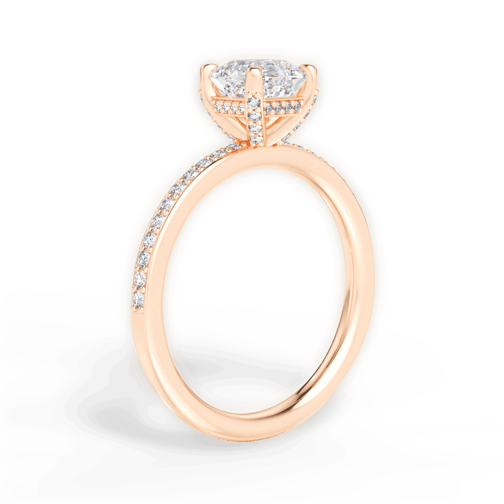 14kt Rose Gold/18kt Rose Gold/asscher/front